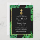 Tropische Ananas Hochzeit Einladung Black & Gold (Vorderseite)