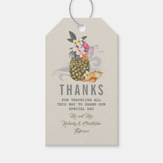 Tropische Ananas-Hochzeit Geschenkanhänger (Vorderseite)