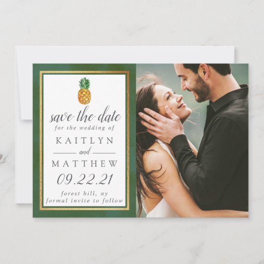 Tropische Ananas Hochzeit rettet das Datum Save The Date (Vorderseite)