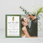 Tropische Ananas Hochzeit rettet das Datum Save The Date (Stehend Vorderseite)