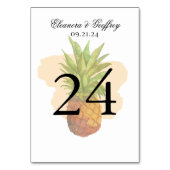 Tropische Ananas Island Sommerhochzeit Tischnummer (Vorderseite)