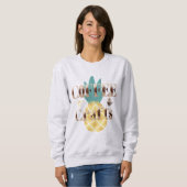 Tropische Ananas-Kaffee- und Handwerkstyppografie Sweatshirt (Vorne ganz)