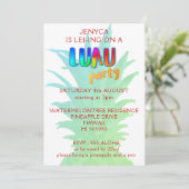 Tropische Ananas Kitschy Luau Party Einladung (Stehend Vorderseite)