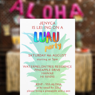 Tropische Ananas Kitschy Luau Party Einladung