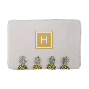Tropische Ananas-kundenspezifisches Goldmonogramm Badematte