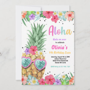 Tropische Ananas-Luau-Pool-Geburtstagsfeier Einladung