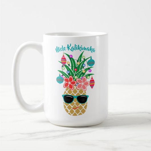 Tropische Ananas Mele Kalikimaka Weihnachten Kaffeetasse (Links)