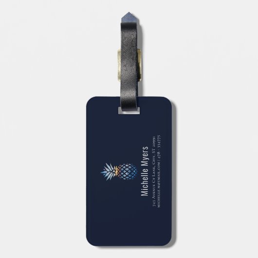 Tropische Ananas mit bearbeitbarem Hintergrund Gepäckanhänger (Rückseite vertikal)