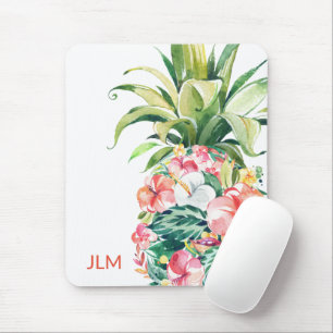 Tropische Ananas mit Ihrer Monogramm Mousepad