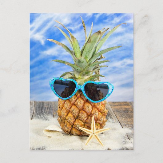 Tropische Ananas mit Sonnenbrille Postkarte (Vorderseite)