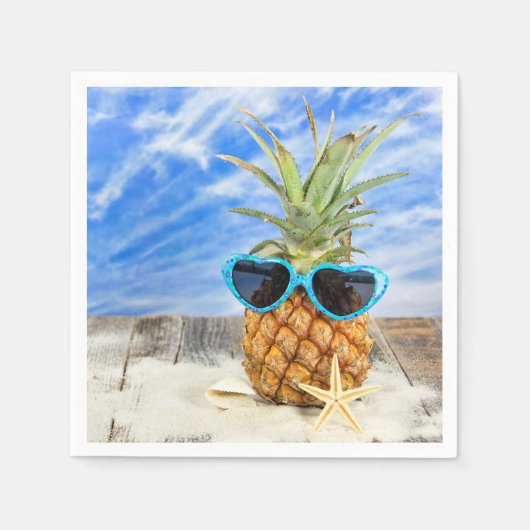 Tropische Ananas mit Sonnenbrille Serviette (Vorderseite)