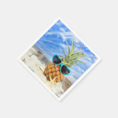 Tropische Ananas mit Sonnenbrille Serviette (Ecke)