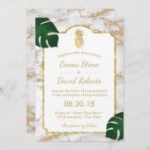 Tropische Ananas Moderne Marmorhochzeit Einladung (Vorne/Hinten)