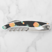 Tropische Ananas Monogramm Flasche Schwarz Kellnermesser (Rückseite)