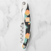 Tropische Ananas Monogramm Flasche Schwarz Kellnermesser (Vorderseite)