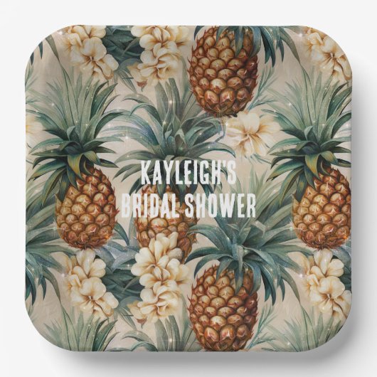 Tropische Ananas Pappteller (Vorderseite)