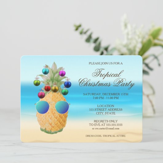Tropische Ananas | Party Einladung (Stehend Vorderseite)