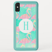 Tropische Ananas Pink Flamingos | Monogramm Case-Mate iPhone Hülle (Rückseite)