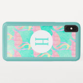 Tropische Ananas Pink Flamingos | Monogramm Case-Mate iPhone Hülle (Rückseite (Horizontal))