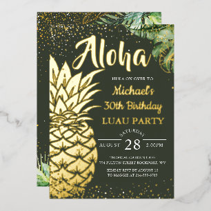 Tropische Ananas, Real Foil Tropical Pineapa Party Folieneinladung
