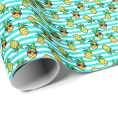 Tropische Ananas: Retro-Sonnenbrillen Muster. Geschenkpapier (Rolleneckpunkt)