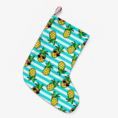 Tropische Ananas: Retro-Sonnenbrillen Muster. Kleiner Weihnachtsstrumpf (Vorderansicht (hängend))