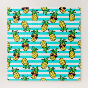 Tropische Ananas: Retro-Sonnenbrillen Muster. Puzzle
