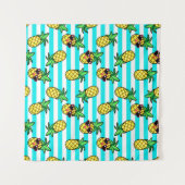 Tropische Ananas: Retro-Sonnenbrillen Muster. Wandteppich (Vorderseite (Horizontal))