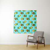 Tropische Ananas: Retro-Sonnenbrillen Muster. Wandteppich (Beispiel (Horizontal))