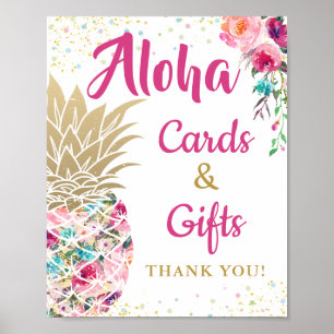 Tropische Ananas Rosa Blumenkarten und Geschenke Poster