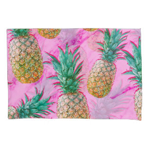 Tropische Ananas & Rosa Marmor Moderene Farbigkeit Kissenbezug