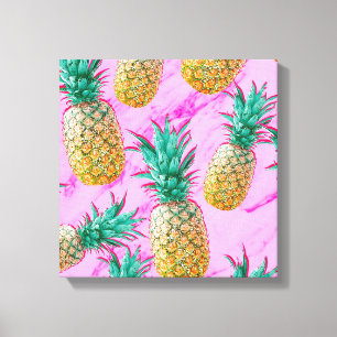 Tropische Ananas & Rosa Marmor Moderne Bunte Leinwanddruck