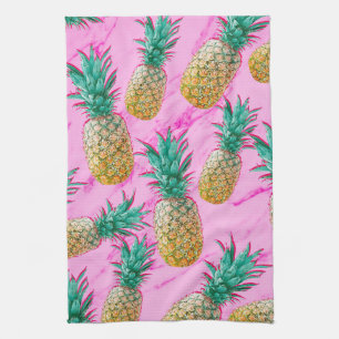 Tropische Ananas & Rosa Marmor Moderne Farbigkeit Handtuch