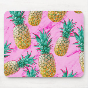 Tropische Ananas & Rosa Marmor Moderne Farbigkeit Mousepad