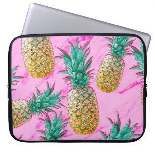 Tropische Ananas & Rosa Marmor Moderner Bunter Laptopschutzhülle
