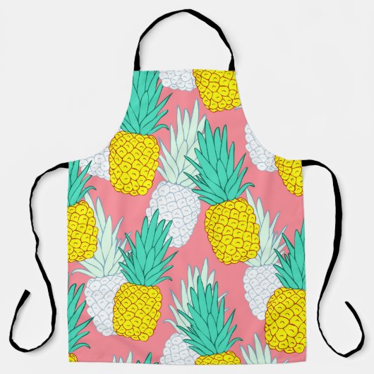 Tropische Ananas: Roter Cartoon Chic. Schürze (Vorderseite)