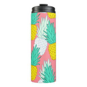 Tropische Ananas: Roter Cartoon Chic. Thermosbecher