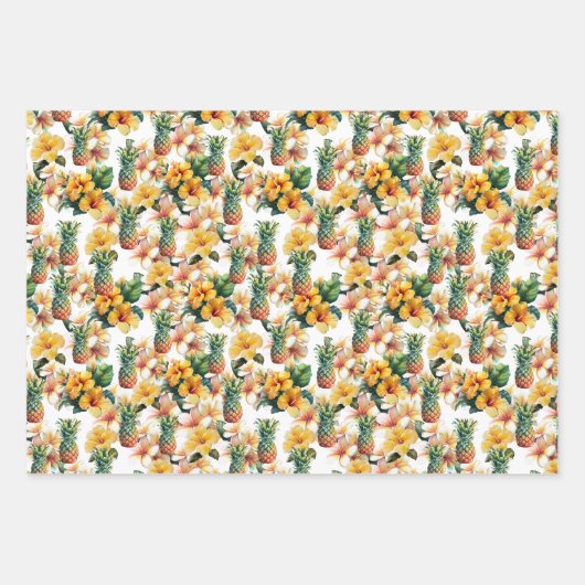 Tropische Ananas Roter Glitzer Geschenkpapier Set (Vorderseite 3)