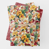 Tropische Ananas Roter Glitzer Geschenkpapier Set (Beispiel)