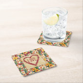 Tropische Ananas Roter Glitzer Liebe Herz Rechteckiger Pappuntersetzer (Vor Ort)