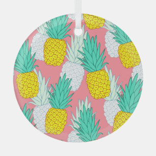 Tropische Ananas: Rotes Cartoon-Chic. Ornament Aus Glas