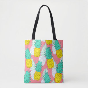 Tropische Ananas: Rotes Cartoon-Chic. Tasche