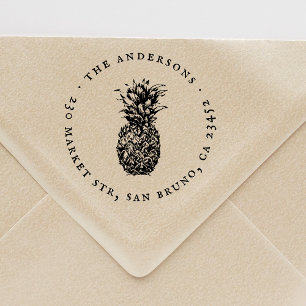 Tropische Ananas Runde Name und Rücksendeadresse Permastempel