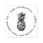 Tropische Ananas Runde Name und Rücksendeadresse Permastempel (Design)