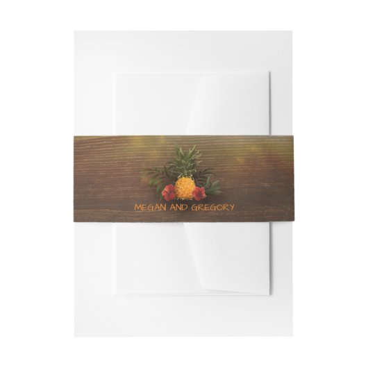 Tropische Ananas Rustic Beach Wood Wedding Einladungsbanderole (Vorderseite Beispiel)