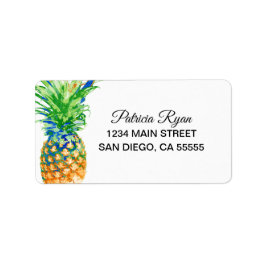 Tropische Ananas-schwarze Script-Typografie-Adress Adressaufkleber