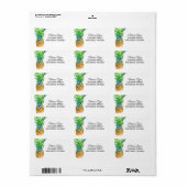 Tropische Ananas-schwarze Script-Typografie-Adress Adressaufkleber (Vorne)