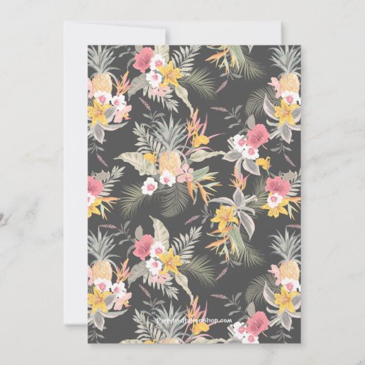 Tropische Ananas, Schwarzer Geburtstag Einladungen (Rückseite)