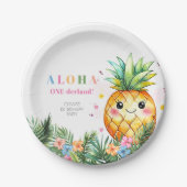 Tropische Ananas Sommer Aloha 1. Geburtstag Party Pappteller (Vorderseite)