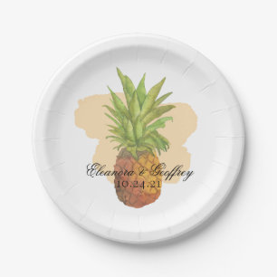 Tropische Ananas Sommer Aquarell Hochzeit Pappteller